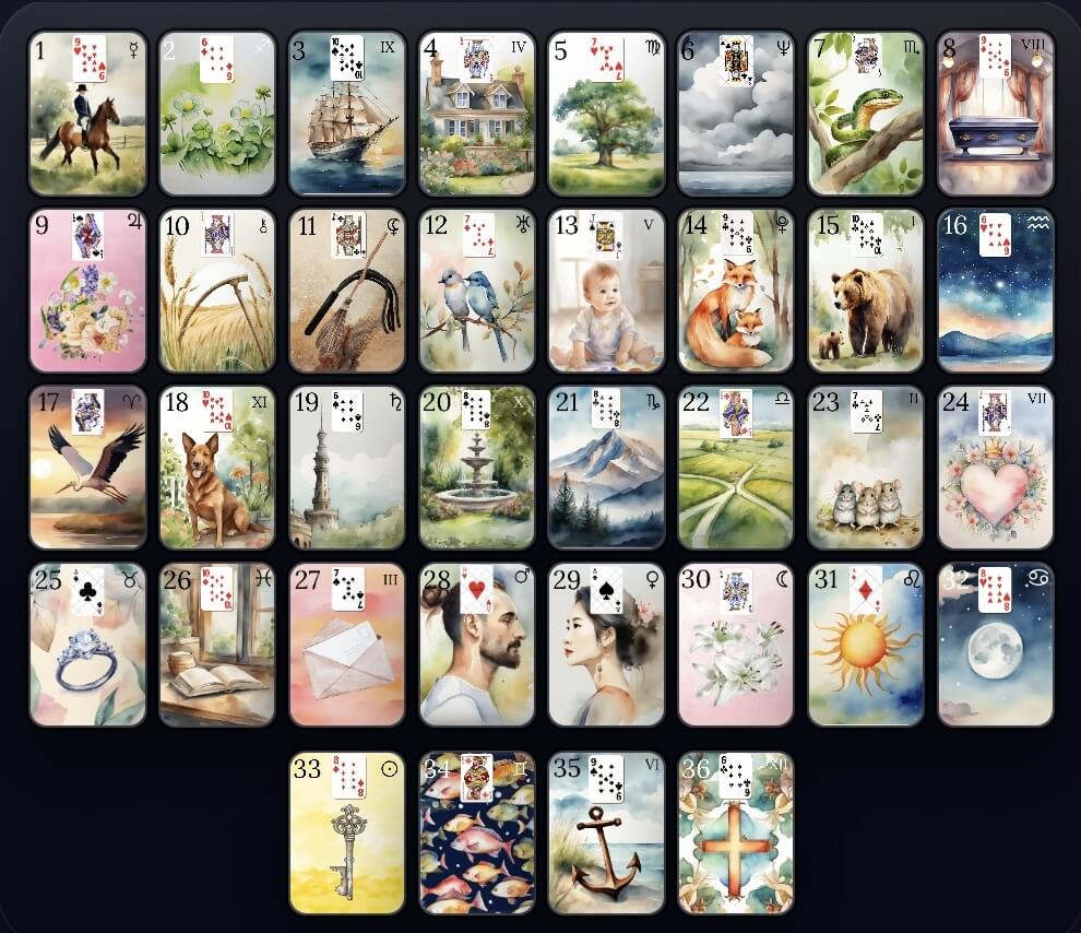 Grand Tableau Lenormand complet